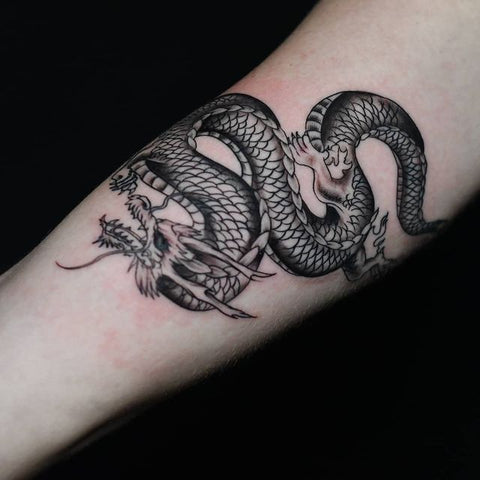Japanese dragon Black and Grey Tattoo