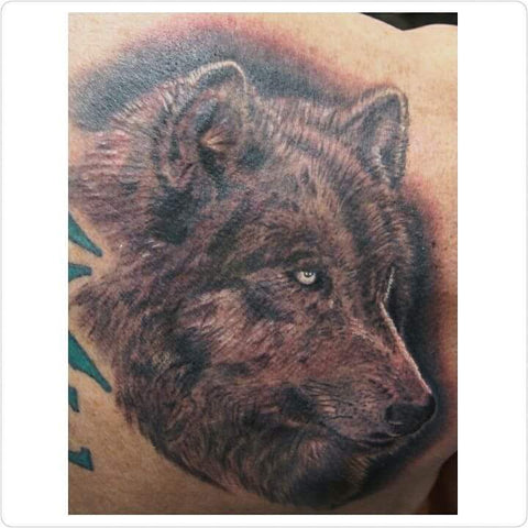 Black & Grey Wolf Tattoo