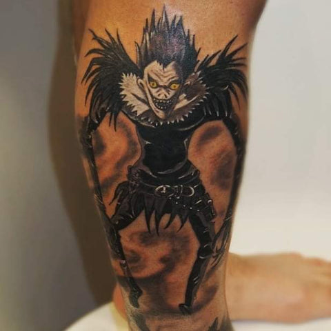 Black and Grey Deathnote Tattoo