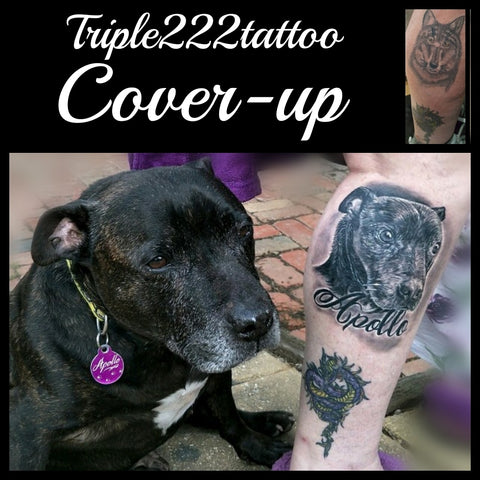 Cover up Dog Portrait Tattoo